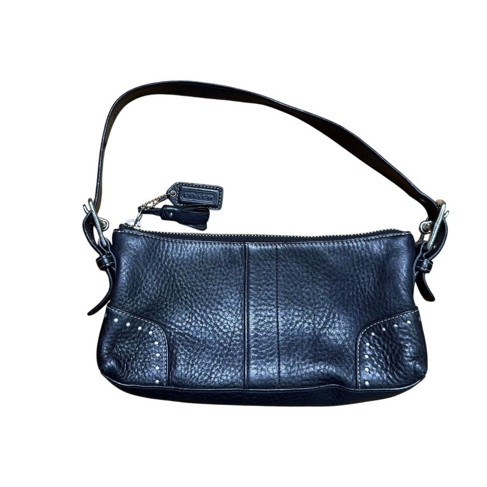 Vintage Y2K Coach Hamptons Black Demi Baguette Leather Bag